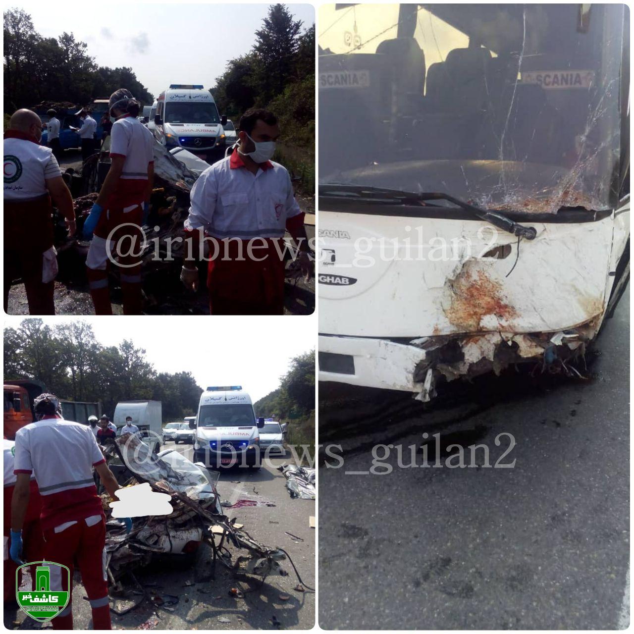 تصادف خونین اتوبوس با پراید در جاده سراوان – فومن/ ۶ نفر کشته شدند