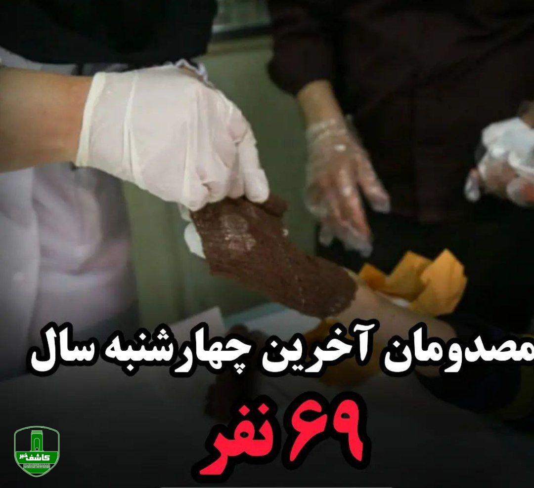 تعداد مصدومان آخرین چهارشنبه سال 69 نفر تعداد مصدومان آخرین چهارشنبه سال ۶۹ نفر